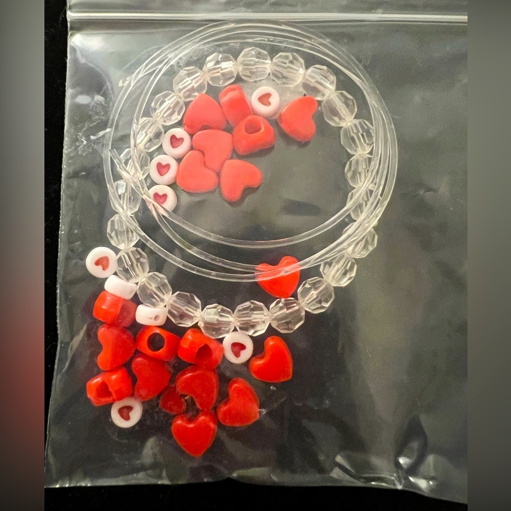 DIY Red Heart Beaded Bracelet Set